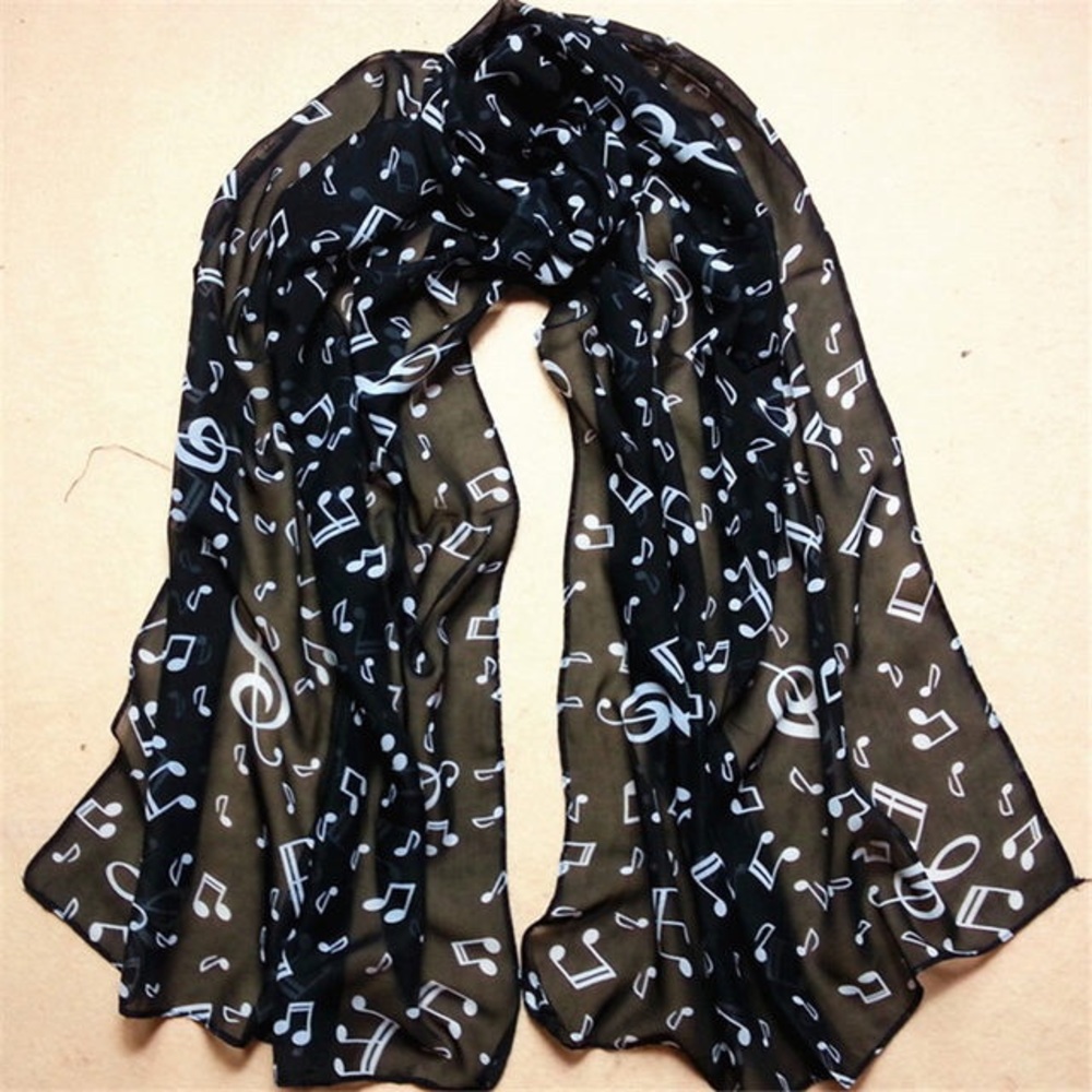 NEW Music Notes Black Spring/Summer Scarf Shawl